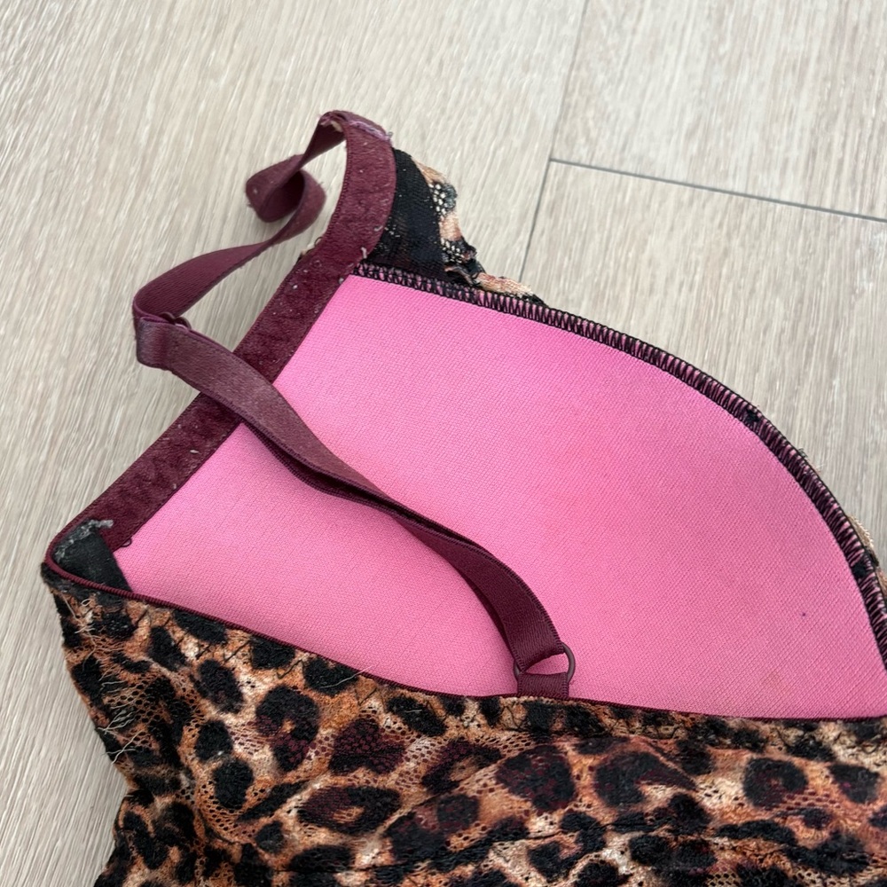 PINK Victorias Secrets Lace Bralette Small Chettah Animal Print Black Brown - Picture 4 of 11